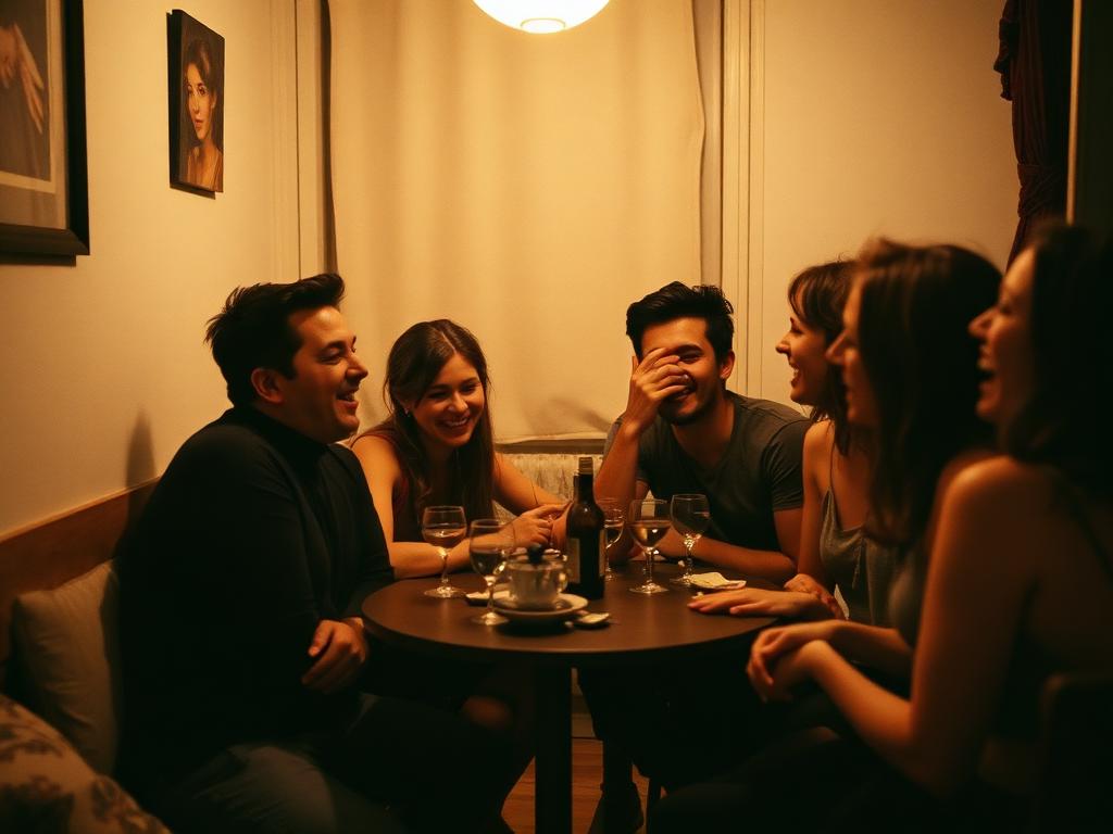 Hoppswap members laughing together over coffee in Porto